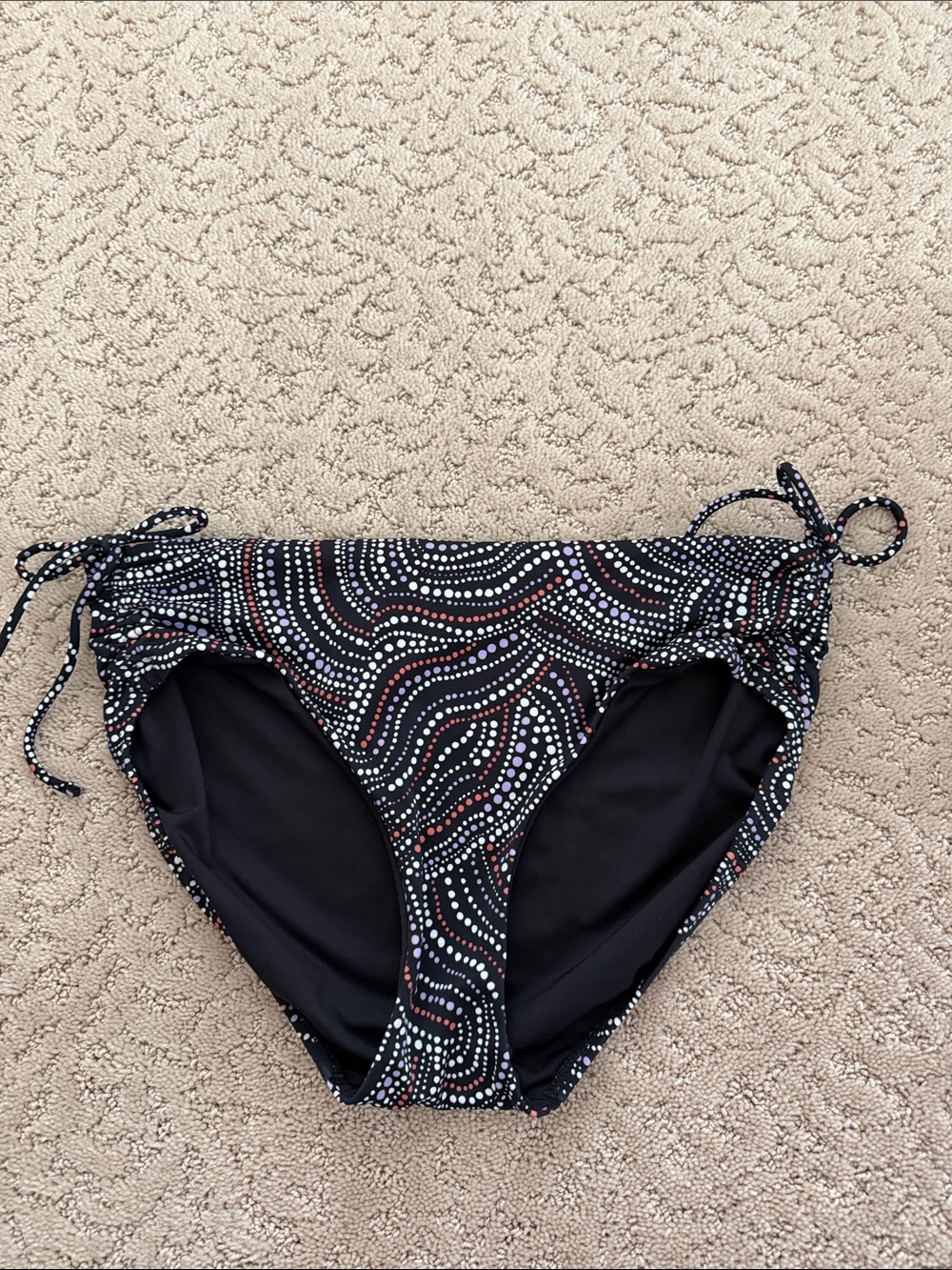 Athleta Women’s Black Dot-Print Tie-Side Bikini Bottom